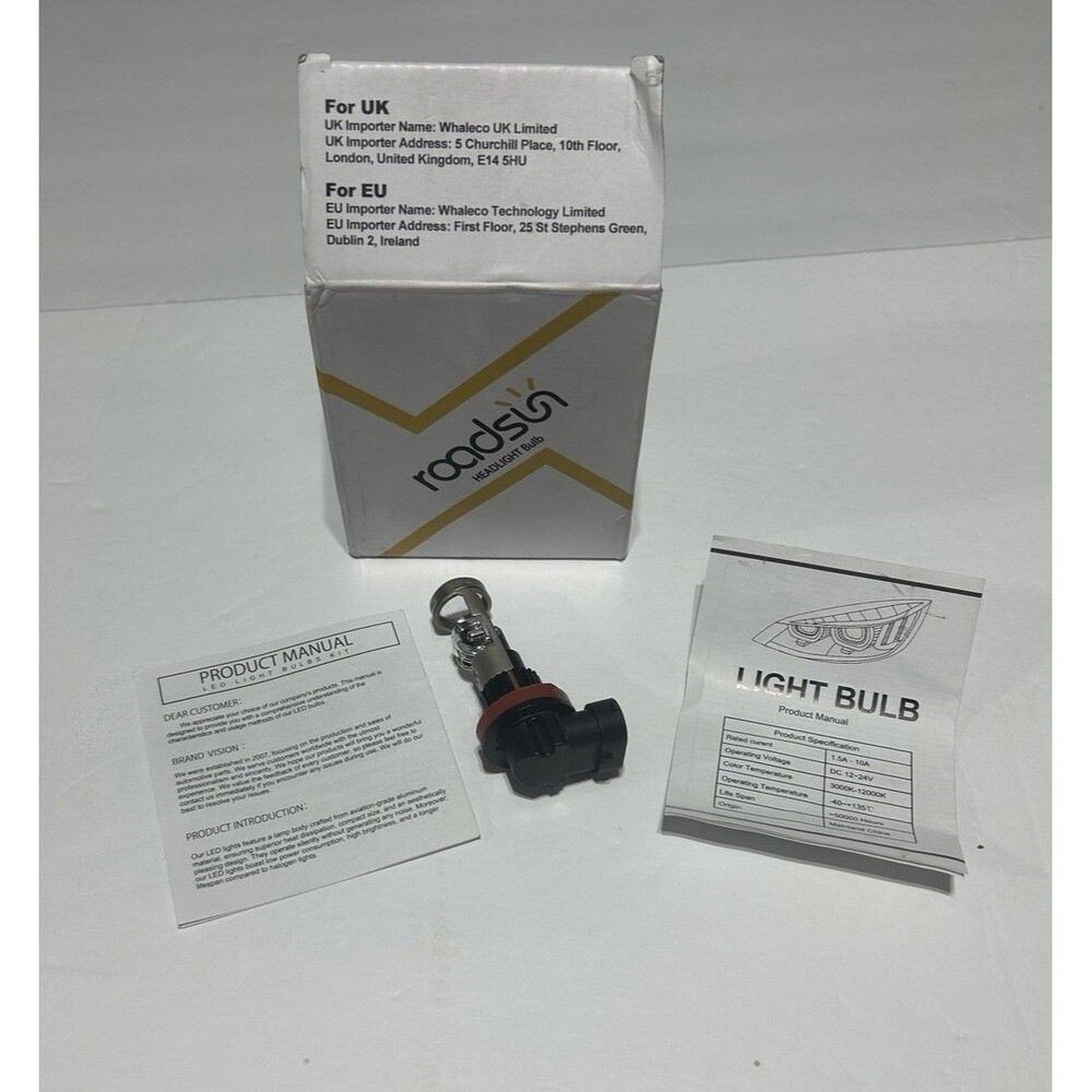 Roadsun H11 LED Headlight Bulb M34-H11 Single Replacement Kit DC 12V-24V NEW 1ct